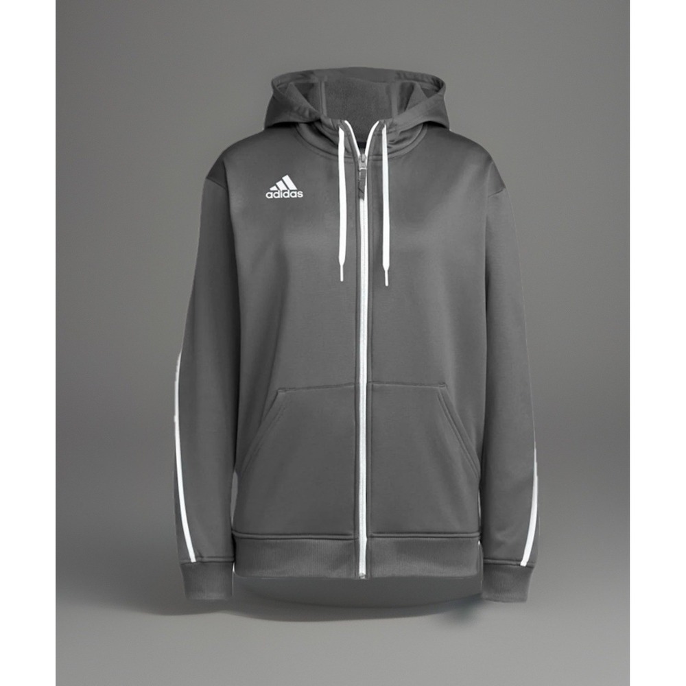 NWT Adidas Sideline SLA Hoodie Gray/White Full Zip Sweatshirt Men's Size Large